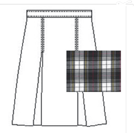 A drawing of a skirt with a plaid pattern.