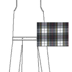 A drawing of a person standing next to a table.