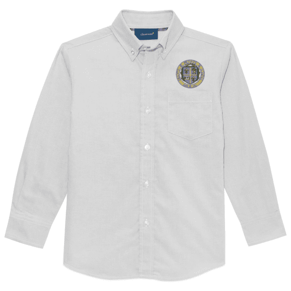 Men's and Boys Long Sleeve Oxford Shirt with Logo