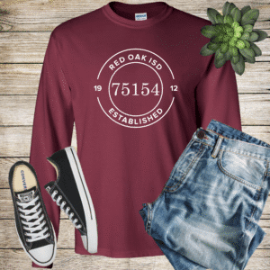 Red Oak Zip Code Long Sleeve Tee