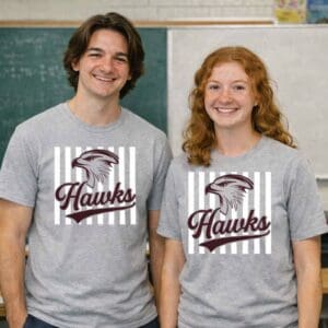 Red Oak ISD Grey Tee with White Stripes
