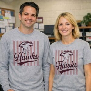Red Oak ISD Grey tee with pink stripes